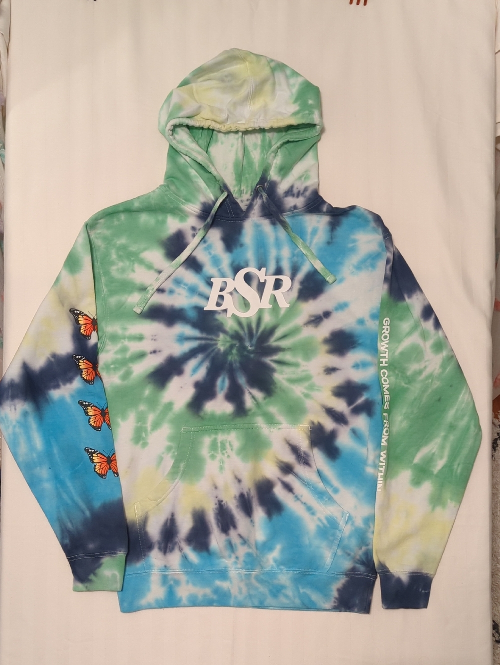 BSR Samii Ryan Tie-Dye Hoodie with Butterfly Sleeve - Blue Green